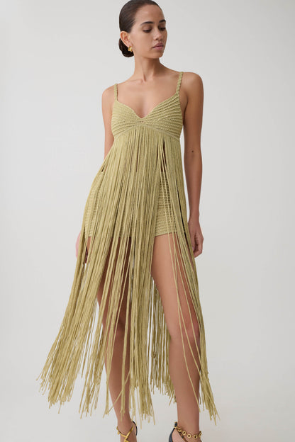 Lurex Crochet Maxi Dress - Gold