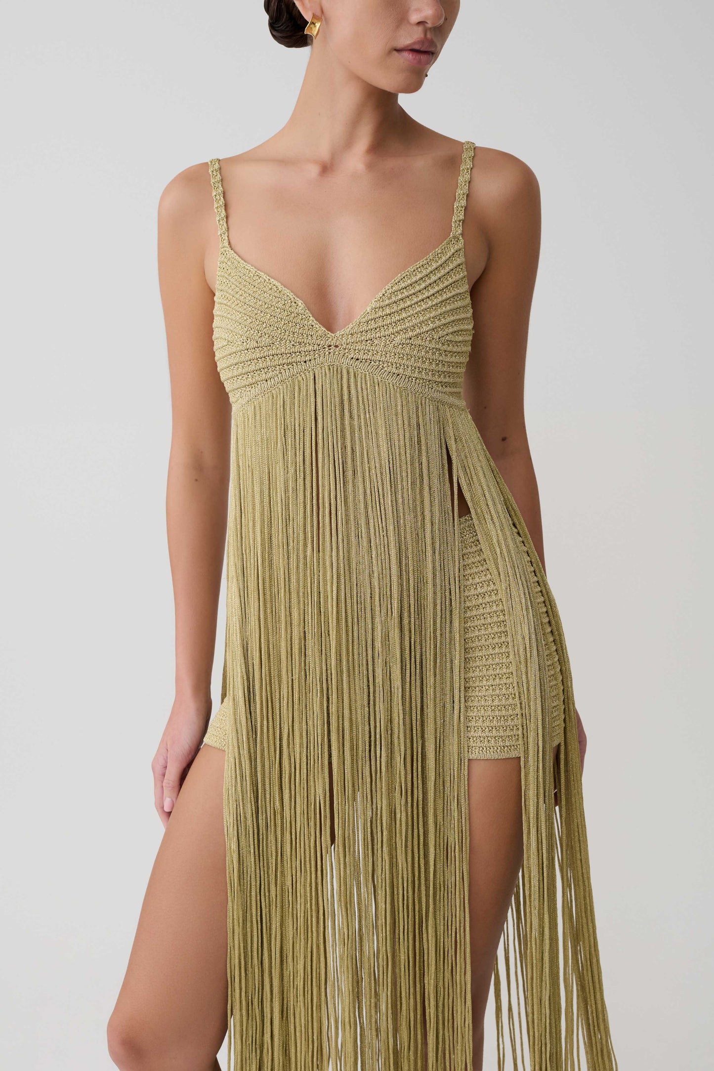Lurex Crochet Maxi Dress - Gold