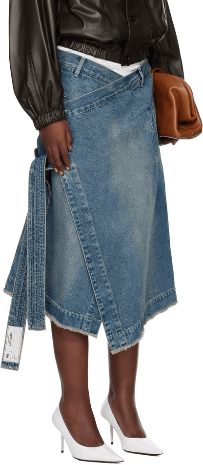 Blue Apron Denim Midi Skirt