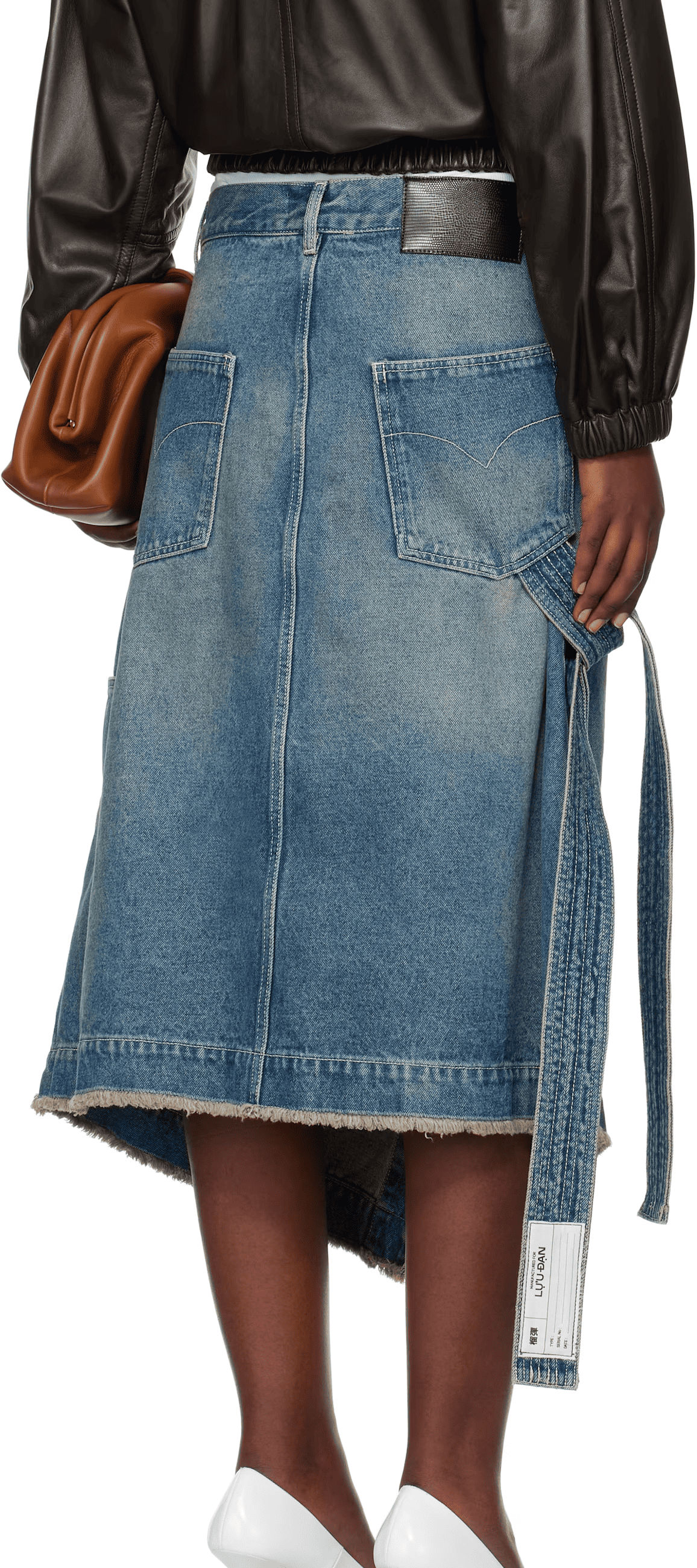 Blue Apron Denim Midi Skirt