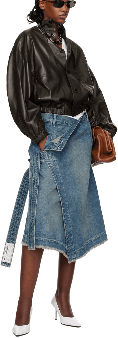 Blue Apron Denim Midi Skirt