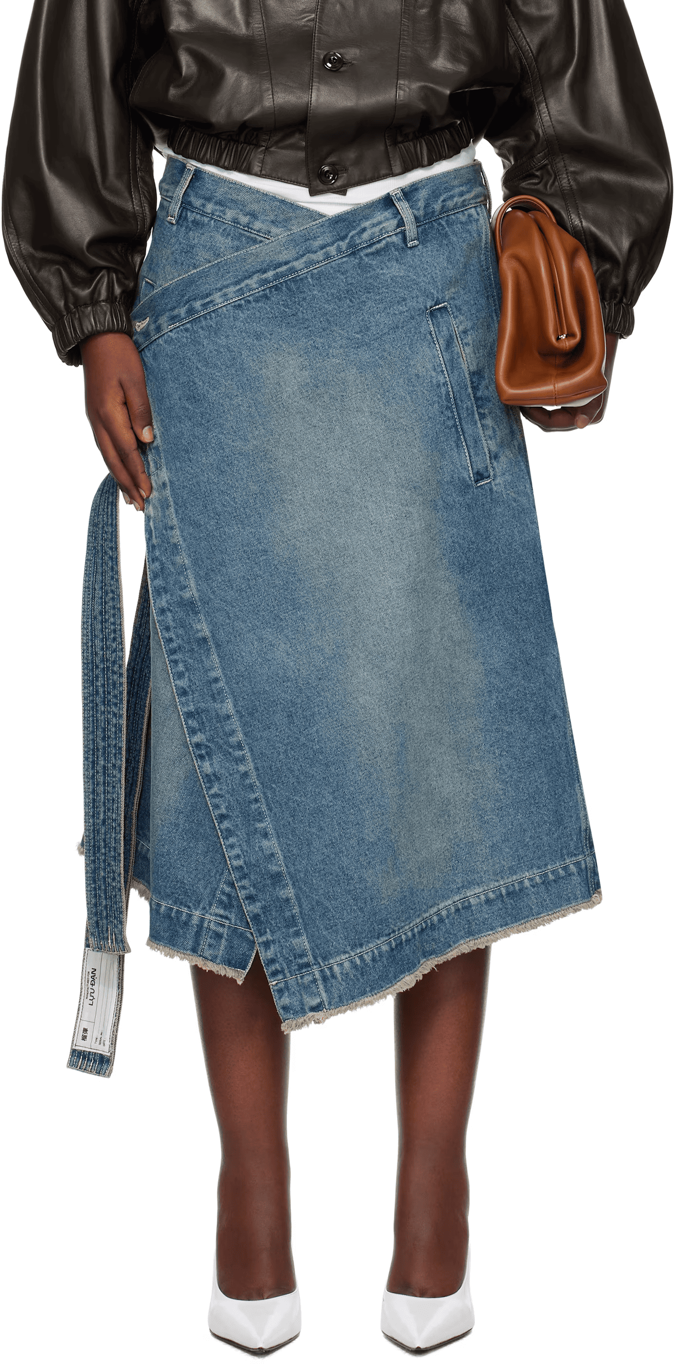 Blue Apron Denim Midi Skirt