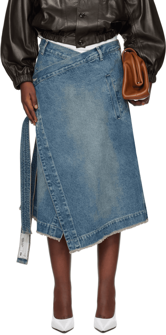 Blue Apron Denim Midi Skirt