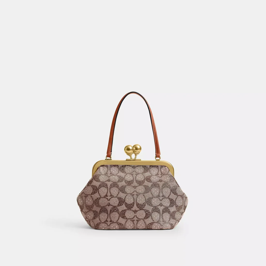 Mini Oversized Lock Frame Crystal Jacquard Shoulder Bag