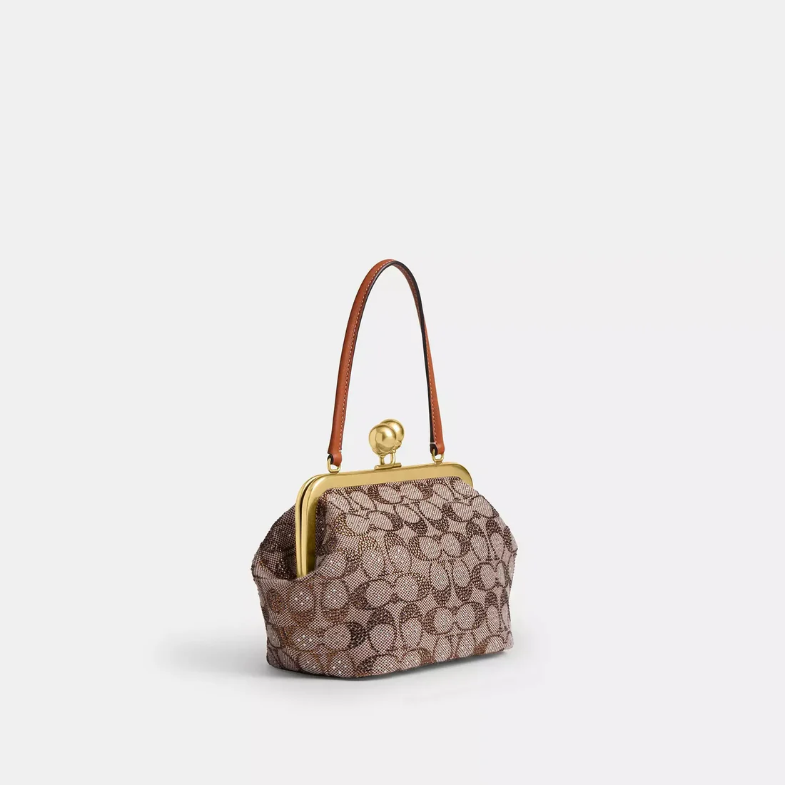 Mini Oversized Lock Frame Crystal Jacquard Shoulder Bag