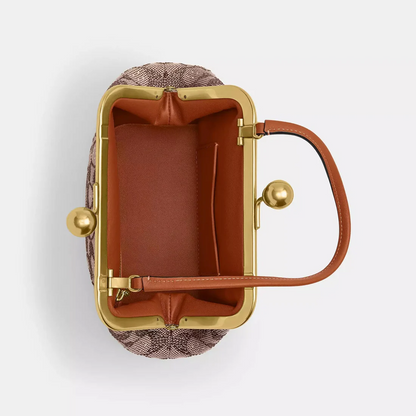 Mini Oversized Lock Frame Crystal Jacquard Shoulder Bag
