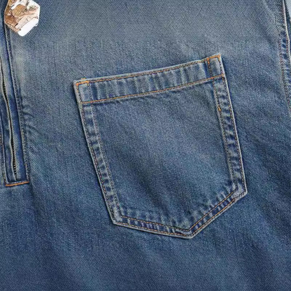 Collared loose denim dress