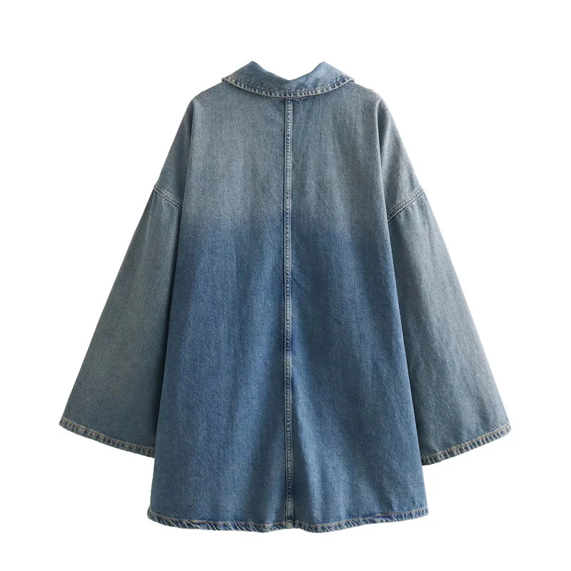 Collared loose denim dress