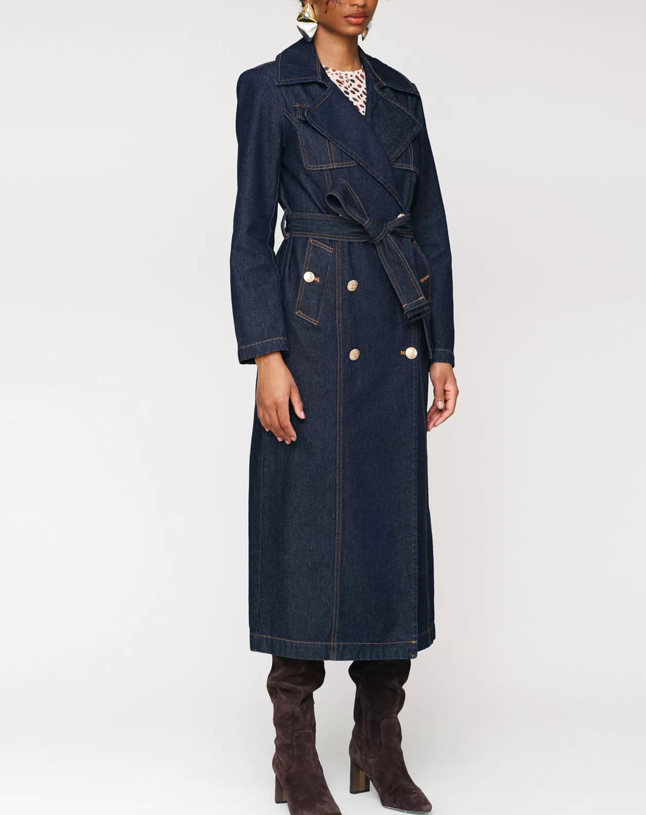 Double-Breasted Belted Trench Coat