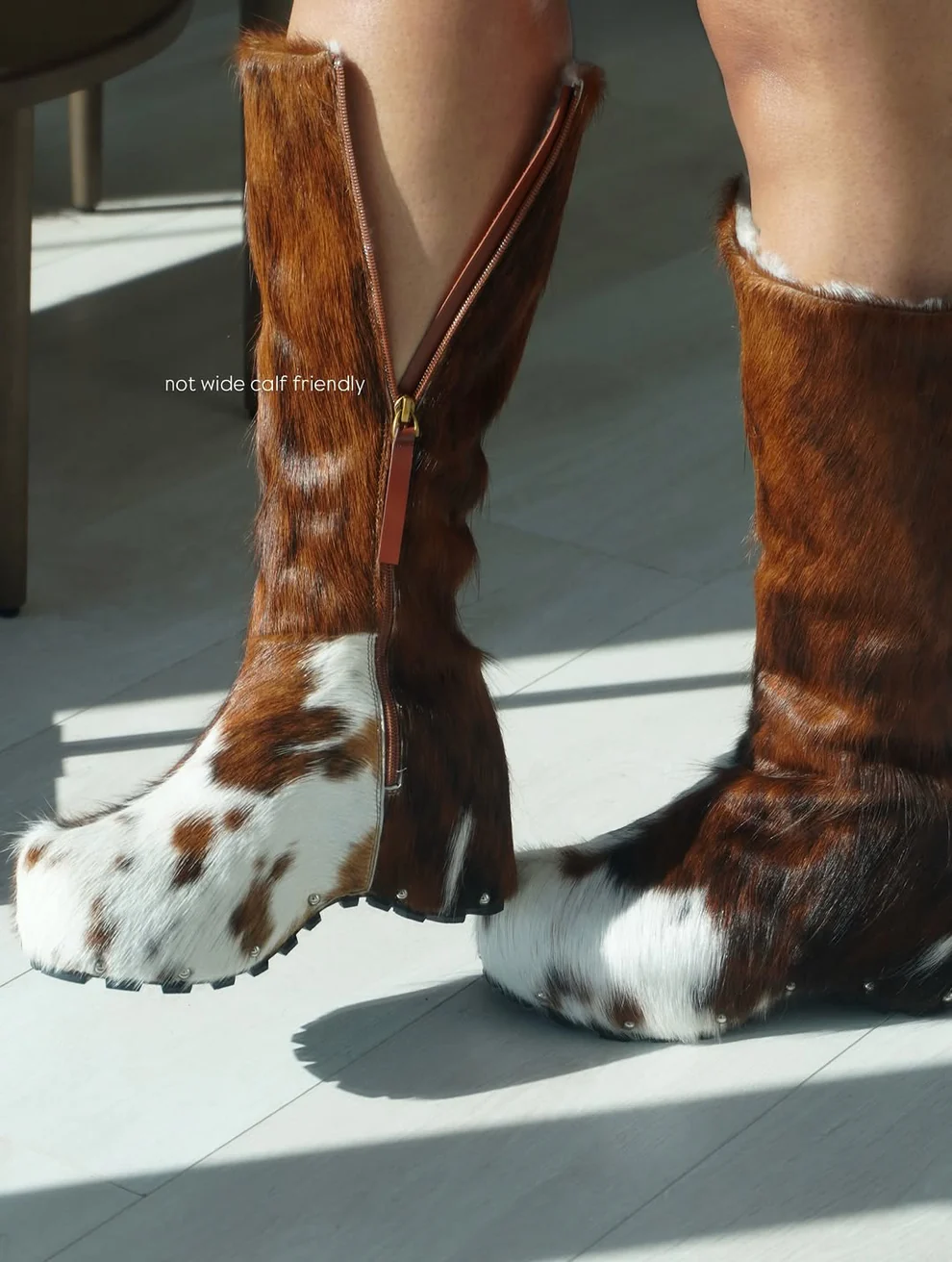 Handmade genuine leather felt high-heeled boots
