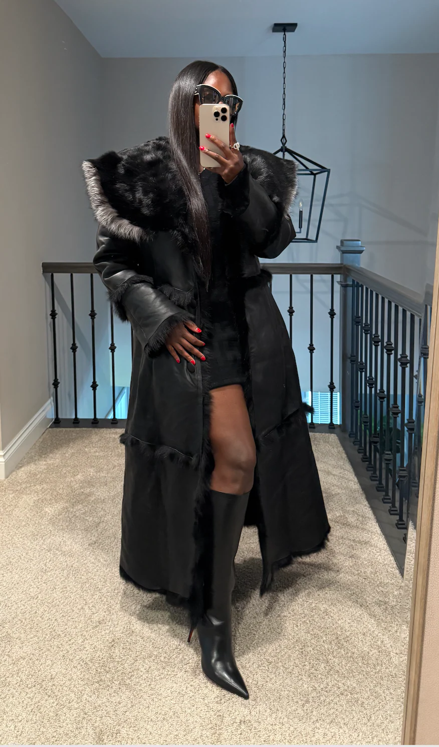 🔥Long-sleeved fur collar long coat