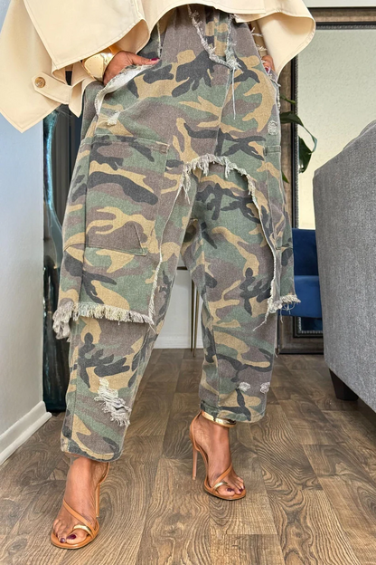 Camouflage Denim Harem Pants