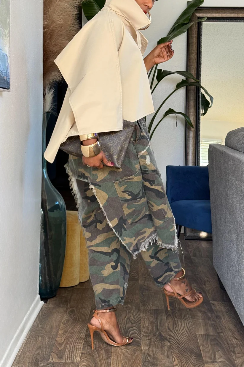 Camouflage Denim Harem Pants