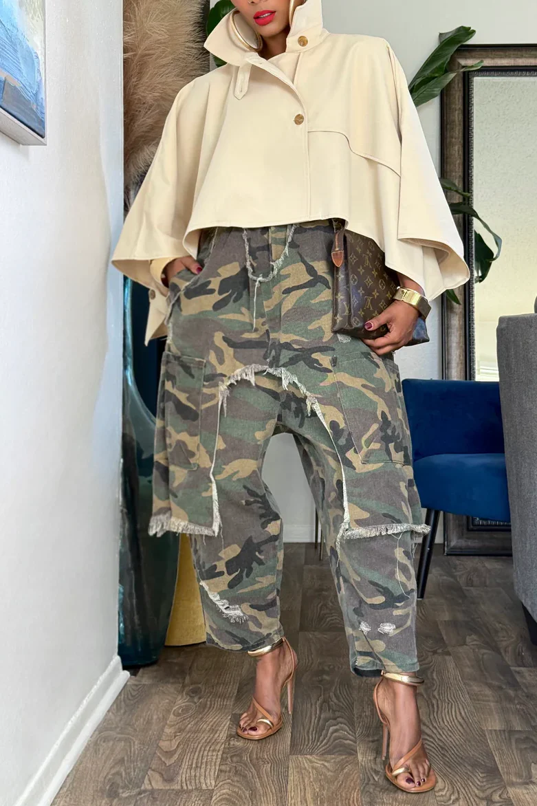 Camouflage Denim Harem Pants