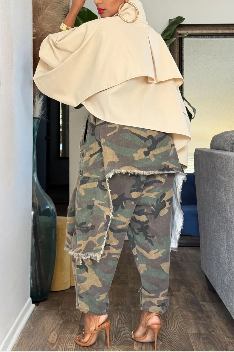 Camouflage Denim Harem Pants