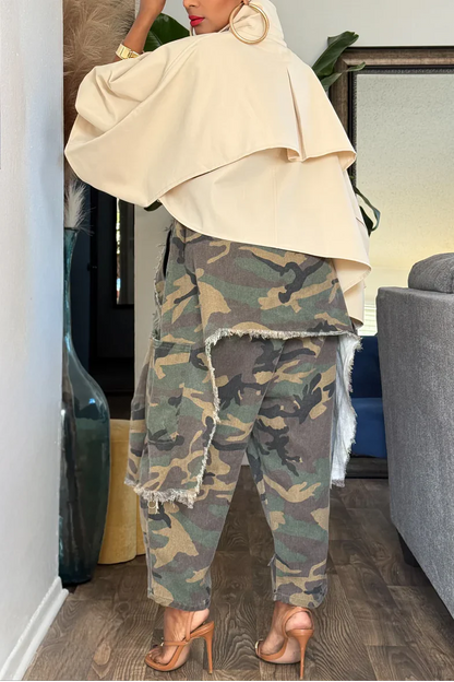Camouflage Denim Harem Pants