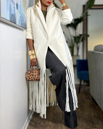 Fringe Cream Coat