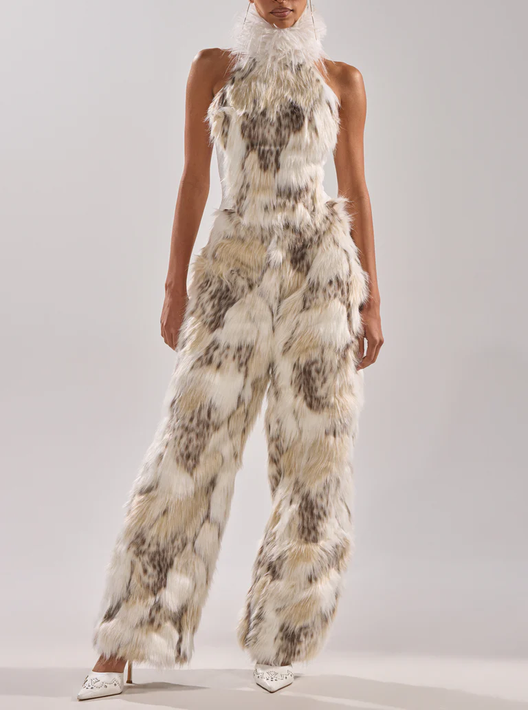 High-Neck Faux Fur Set