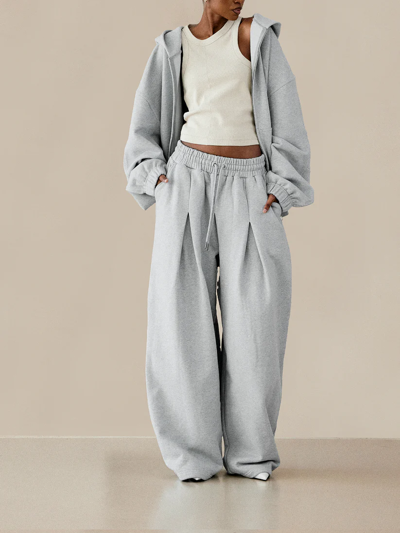 Hooded Solid Color Zipper Suit