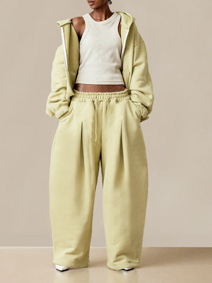 Hooded Solid Color Zipper Suit