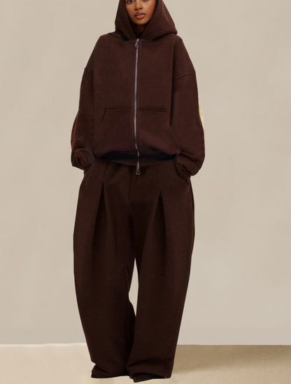 Hooded Solid Color Zipper Suit