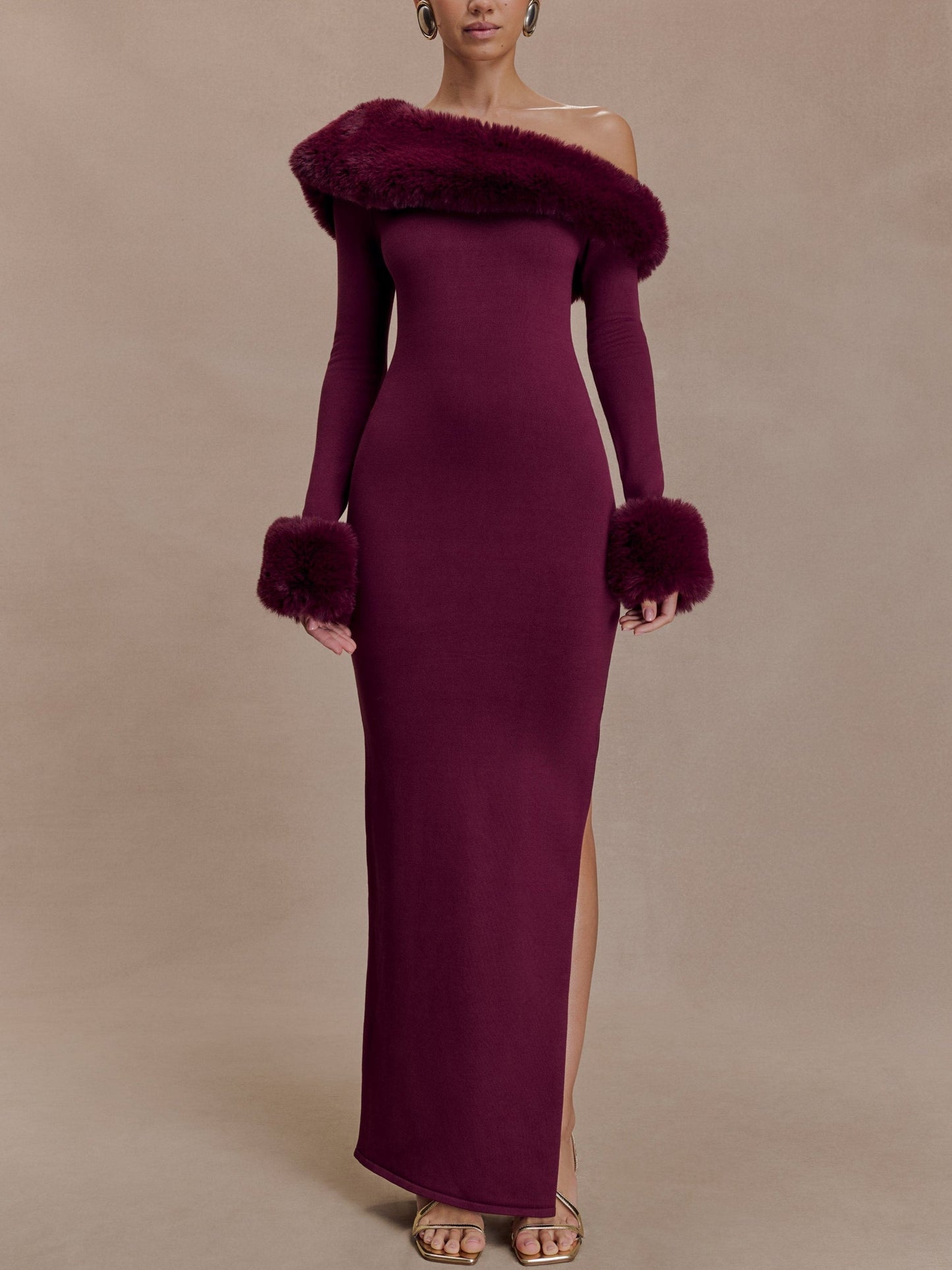 Faux Fur Knit Maxi Dress