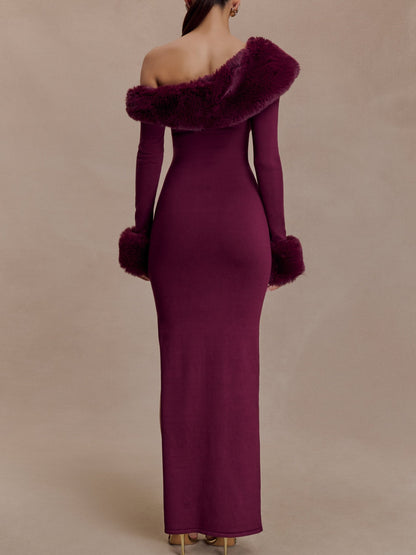 Faux Fur Knit Maxi Dress