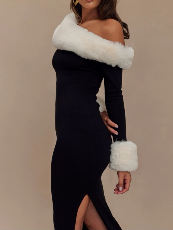 Faux Fur Knit Maxi Dress