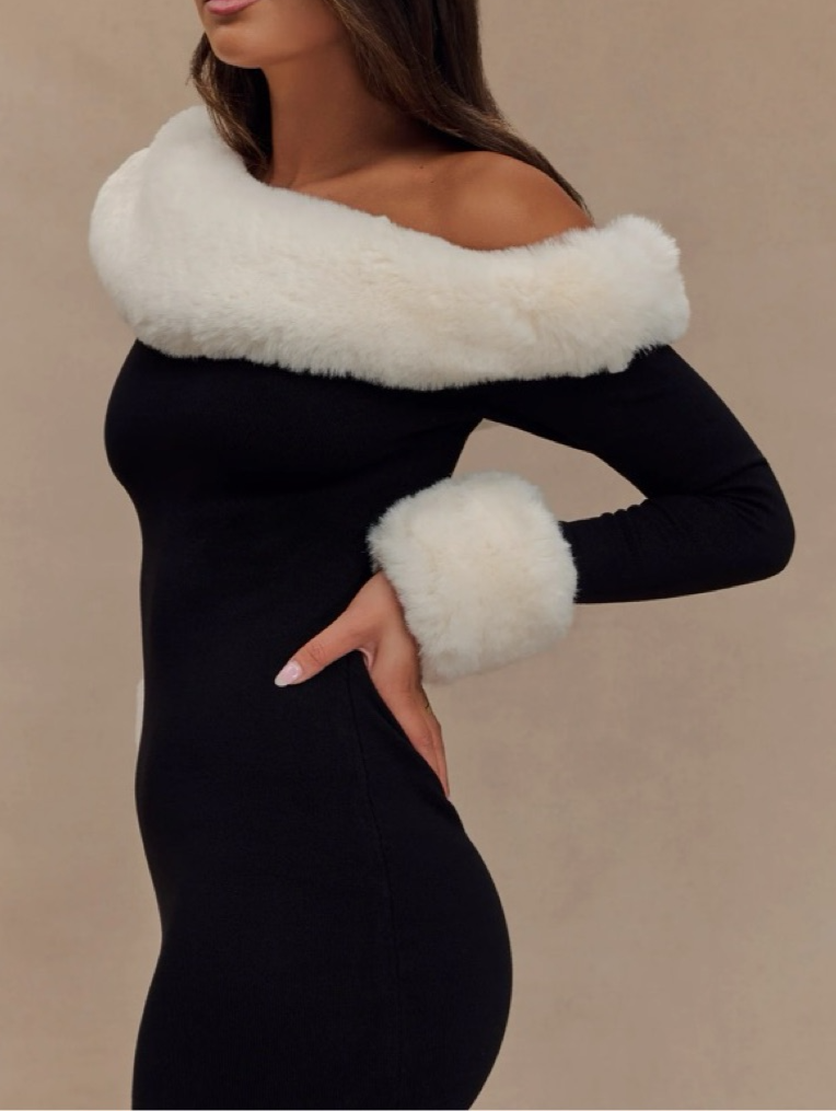 Faux Fur Knit Maxi Dress