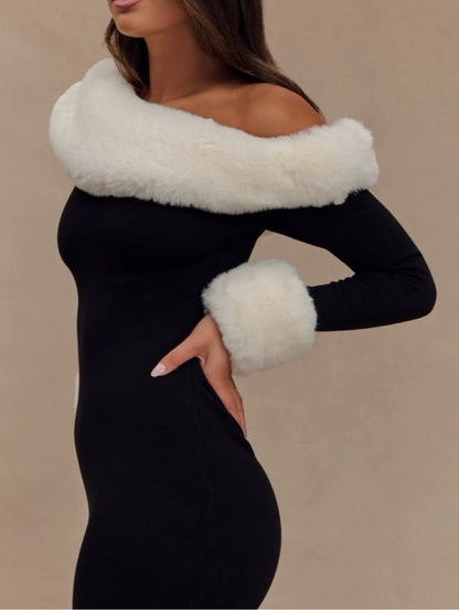 Faux Fur Knit Maxi Dress