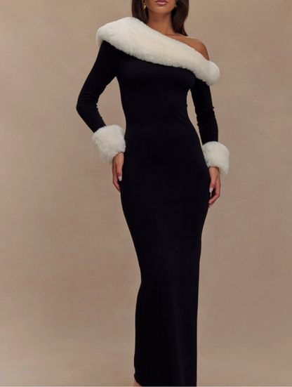 Faux Fur Knit Maxi Dress
