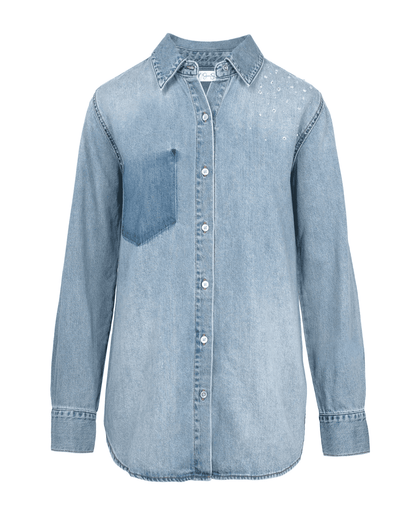 Embellished Two Tone Denim Shirt