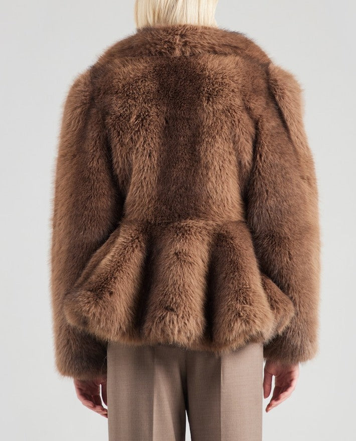 Chocolate brown faux fur jacket