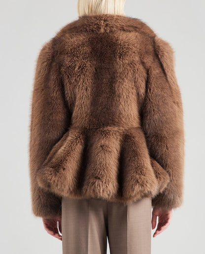 Chocolate brown faux fur jacket
