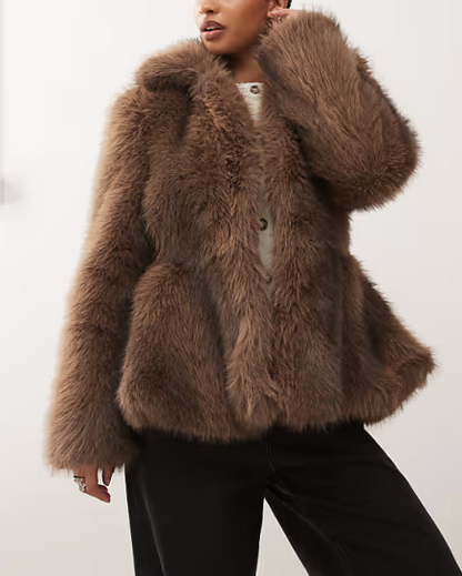 Chocolate brown faux fur jacket