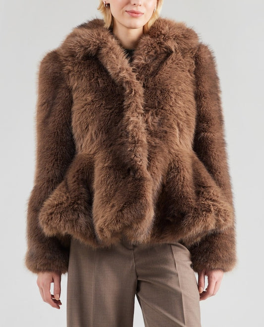 Chocolate brown faux fur jacket