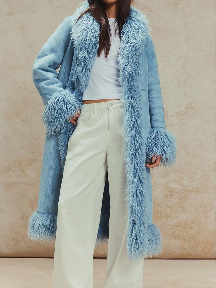 Oversized plush faux fur coat
