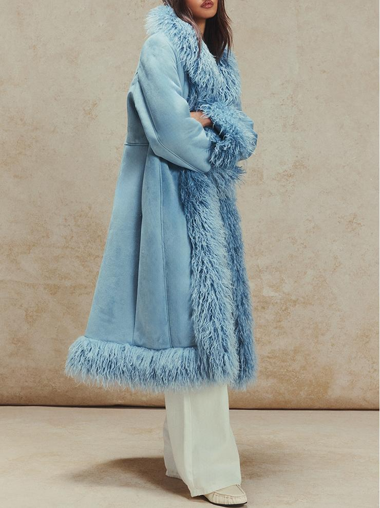 Oversized plush faux fur coat