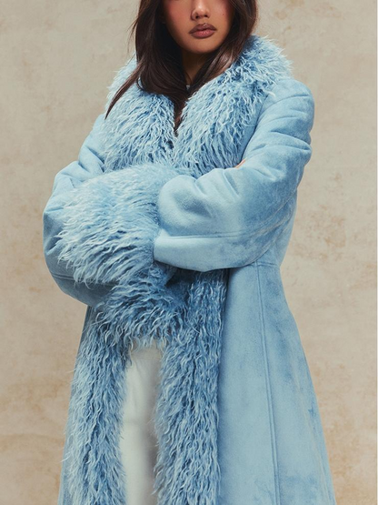 Oversized plush faux fur coat