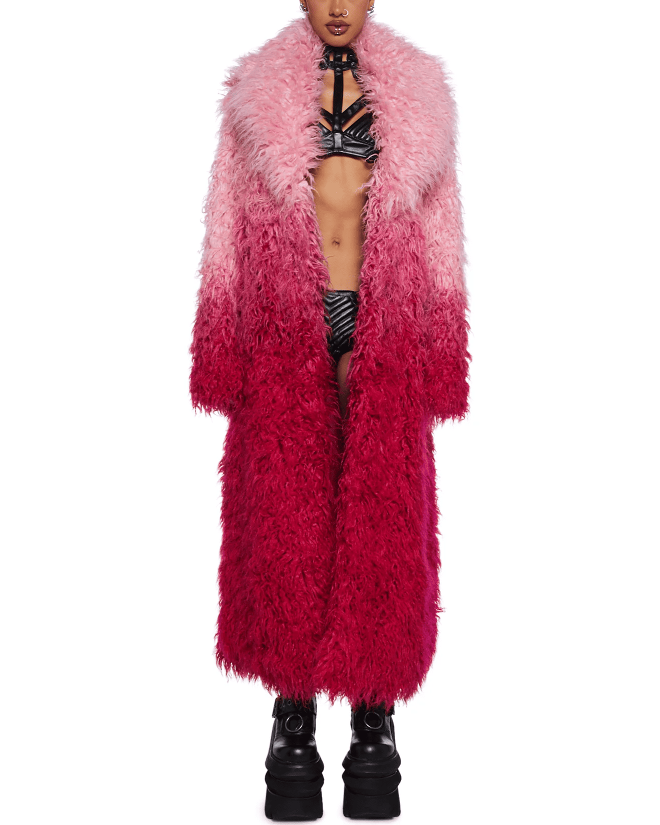 Ombre Faux Fur Coat