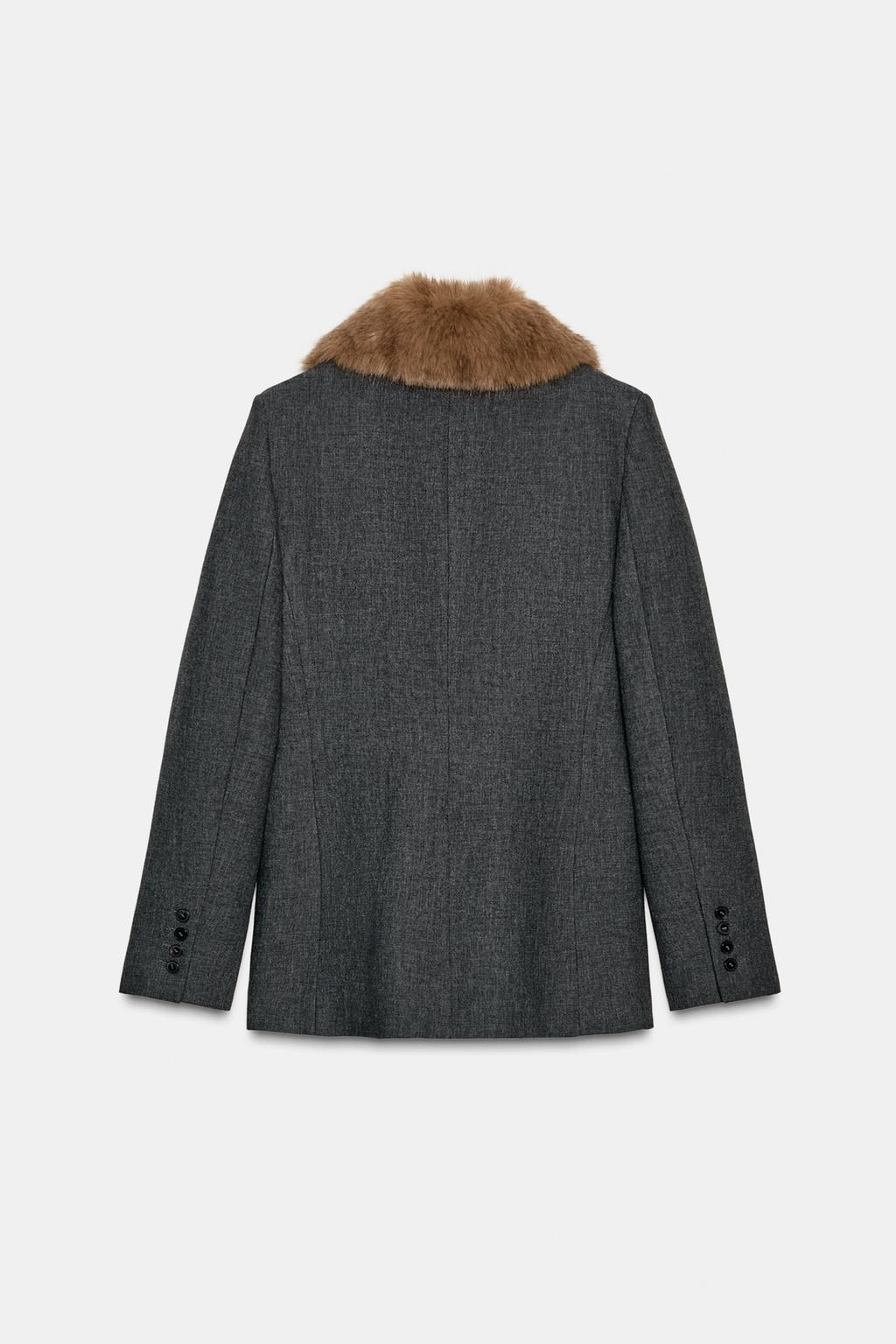 Faux Fur Collar Fitted Blazer
