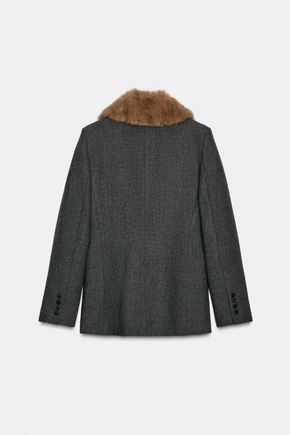 Faux Fur Collar Fitted Blazer