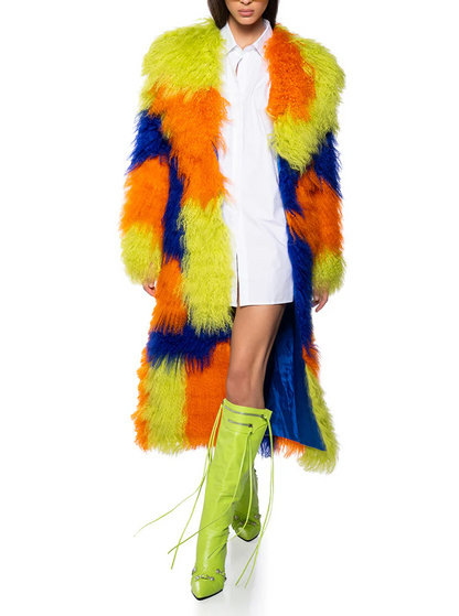 Multi-color cashmere wool trench coat