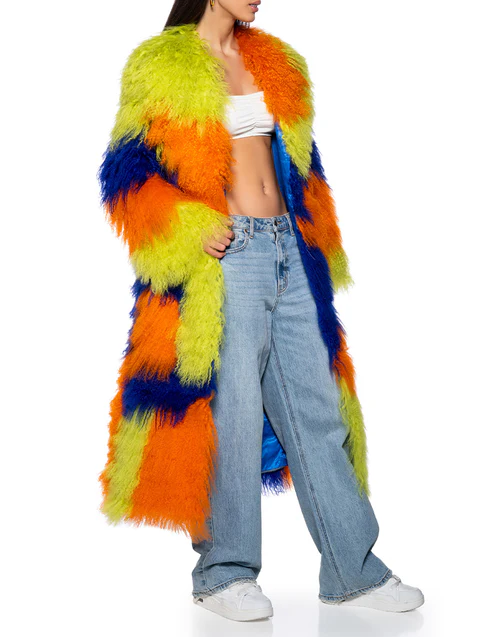 Multi-color cashmere wool trench coat