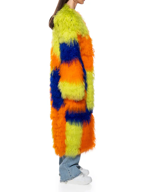 Multi-color cashmere wool trench coat