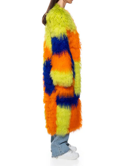 Multi-color cashmere wool trench coat