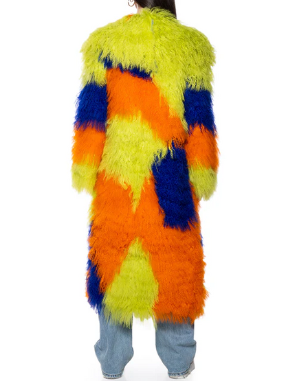 Multi-color cashmere wool trench coat