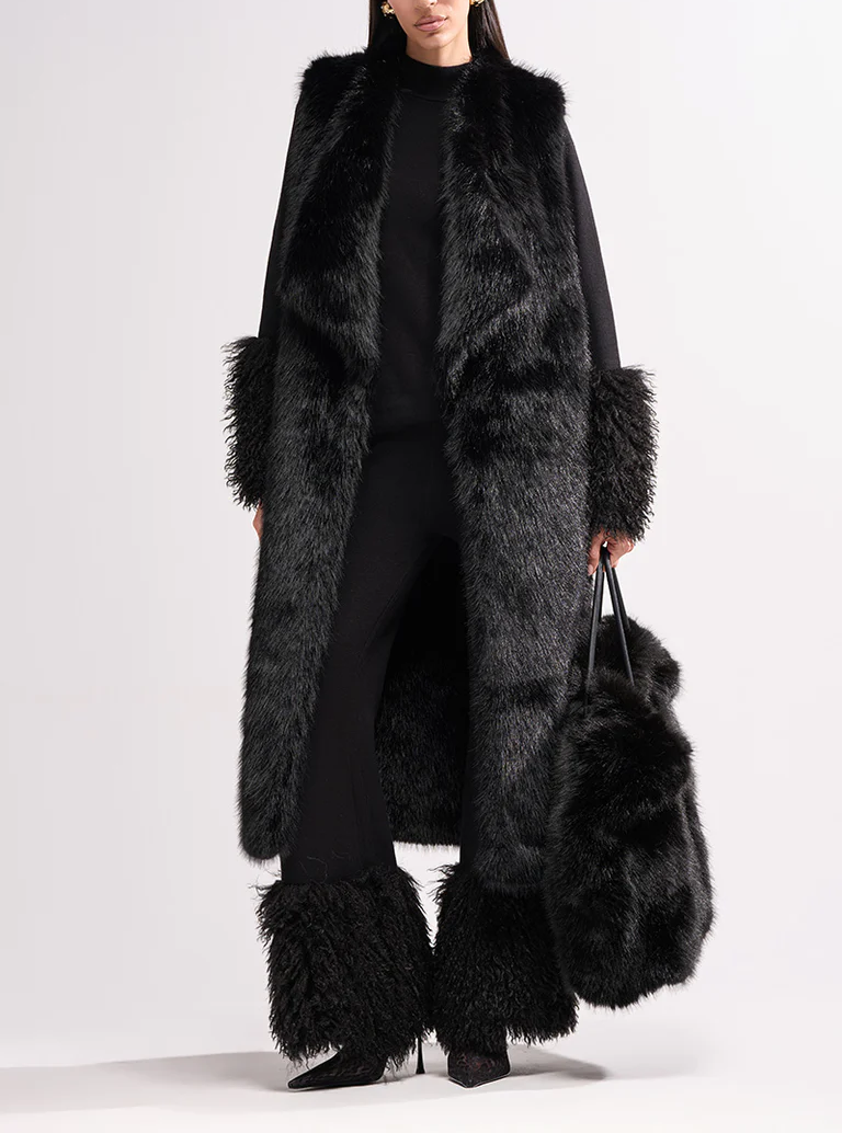 Black faux fur vest