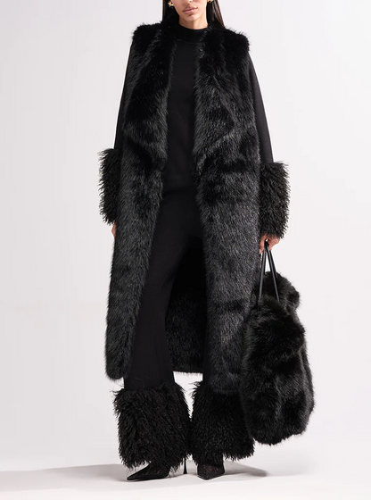 Black faux fur vest