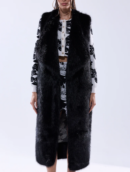 Black faux fur vest